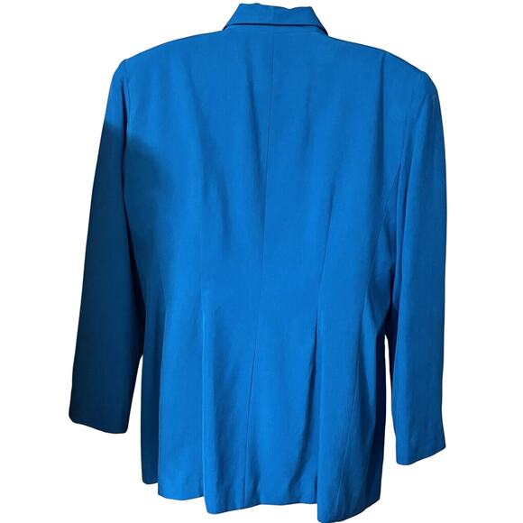 EN Avance Womens Blazer 100% Silk Teal SZ 16 Double Breasted Sophisticated Lux - Picture 7 of 11